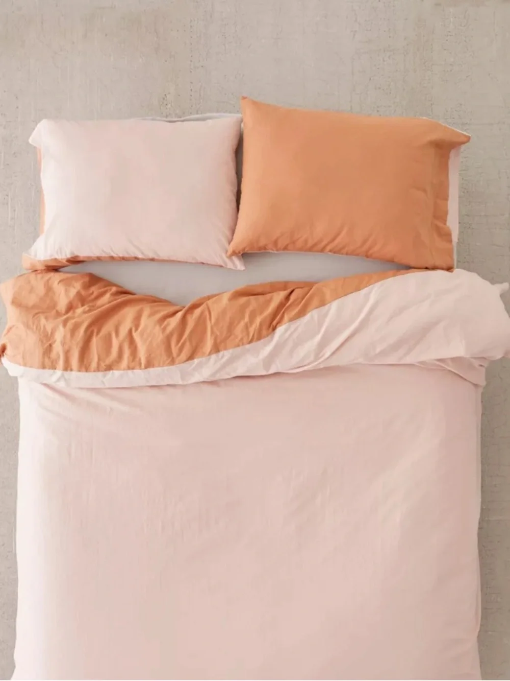 Urban Outfitters Reversible Blush Pink & Coral Sham set